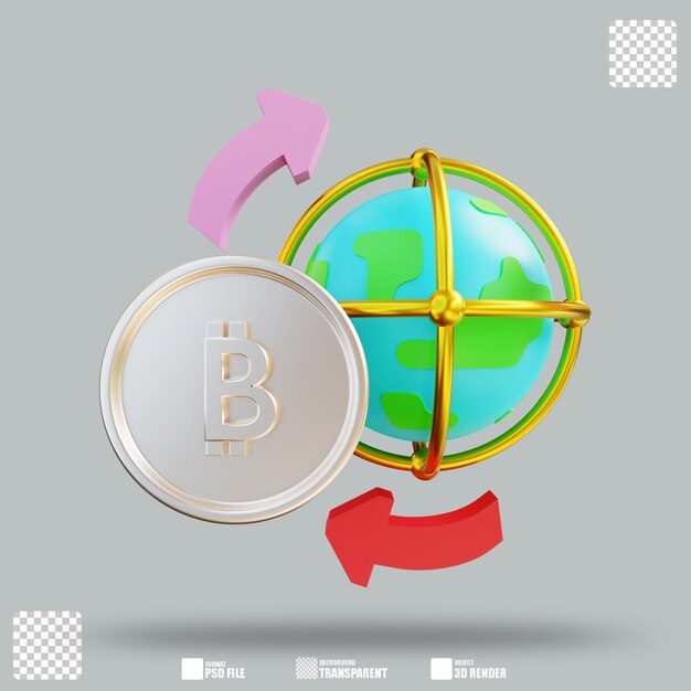 3d イラスト 暗号通貨転送 2