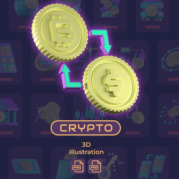 PSD 3d иллюстрация crypto