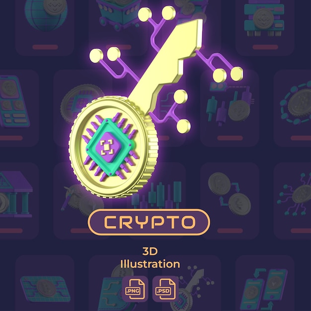 PSD 3d illustration crypto