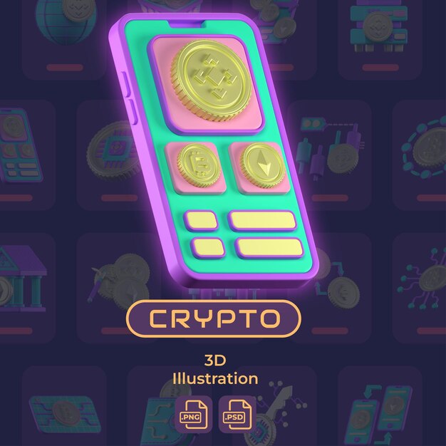 PSD 3d иллюстрация crypto