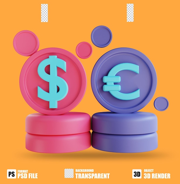 PSD 3d illustration currency 3