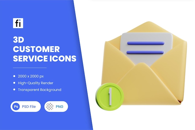 3d illustration customer service email