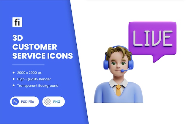 PSD chat dal vivo del servizio clienti di 3d illustration