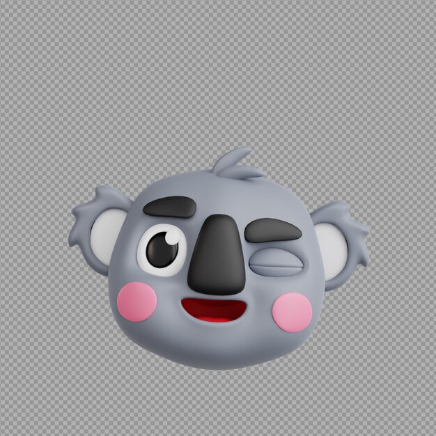 PSD 3d illustration of a cute baby dog face in transparent background