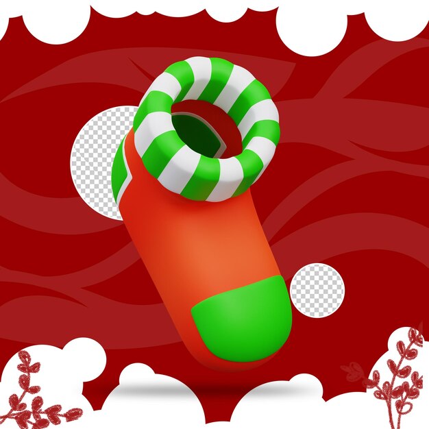 3d illustration of cute christmas sock ornaments 2