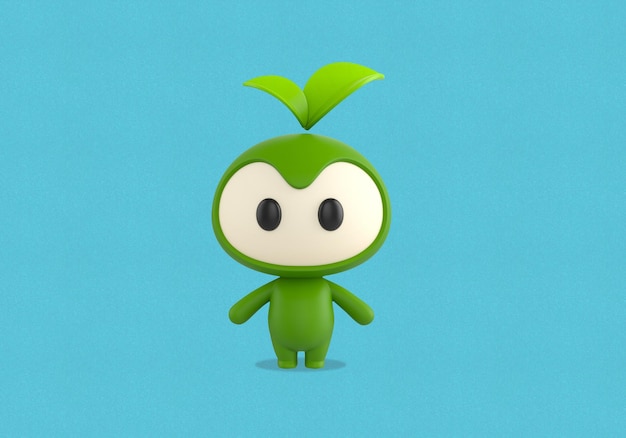 PSD 3d illustration of cute plant character