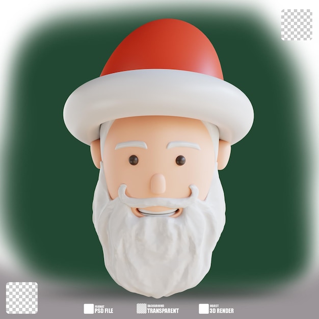 3d illustration cute santa claus head