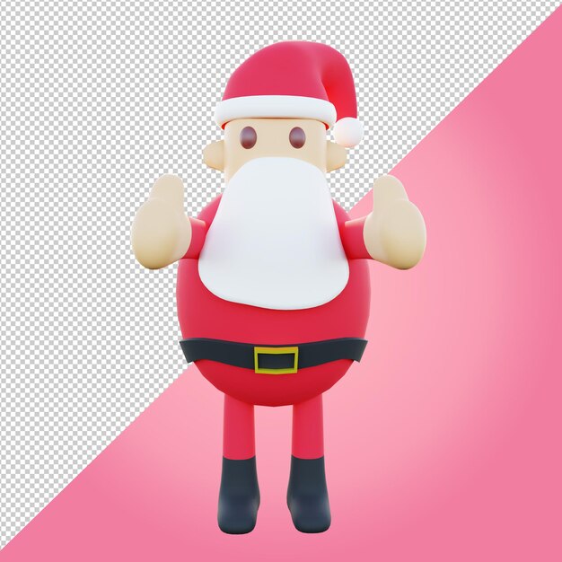 PSD 3d illustration of cute santa with thumbs up