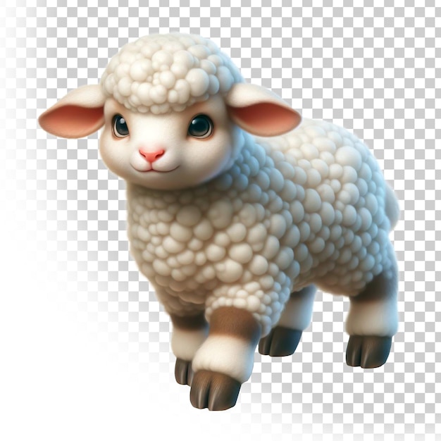 PSD 3d illustration of a cute sheep with brown wool isolated on transparent background