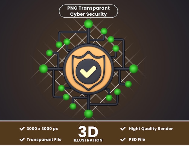 PSD 3d illustration of cyber security