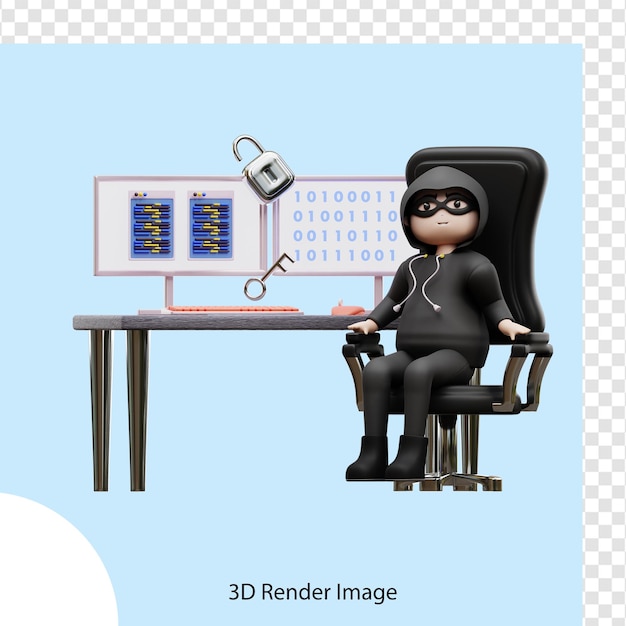 PSD 3d иллюстрация хакерские сайты киберпреступности