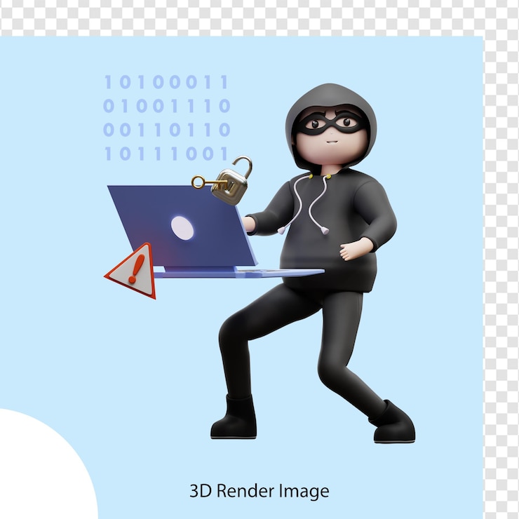 PSD 3d 그림 사이버 범죄 해킹 웹사이트
