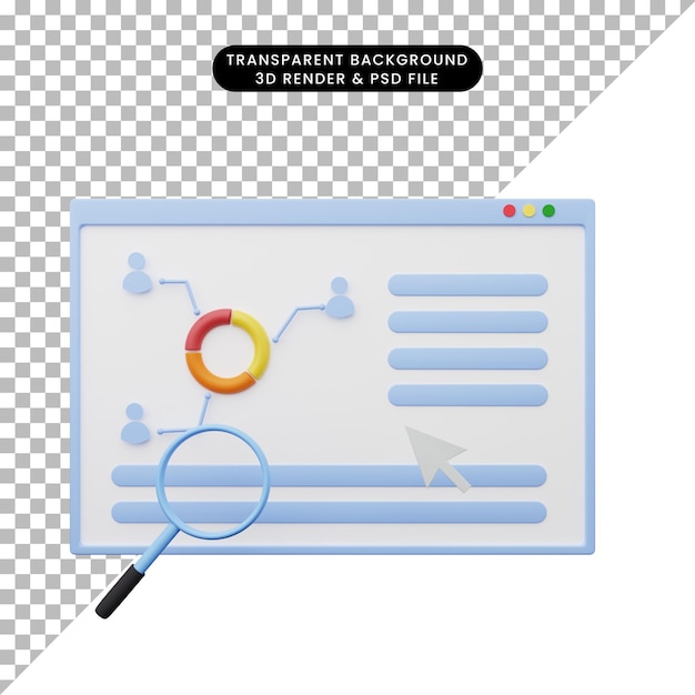 PSD 3d illustration of data analysis report