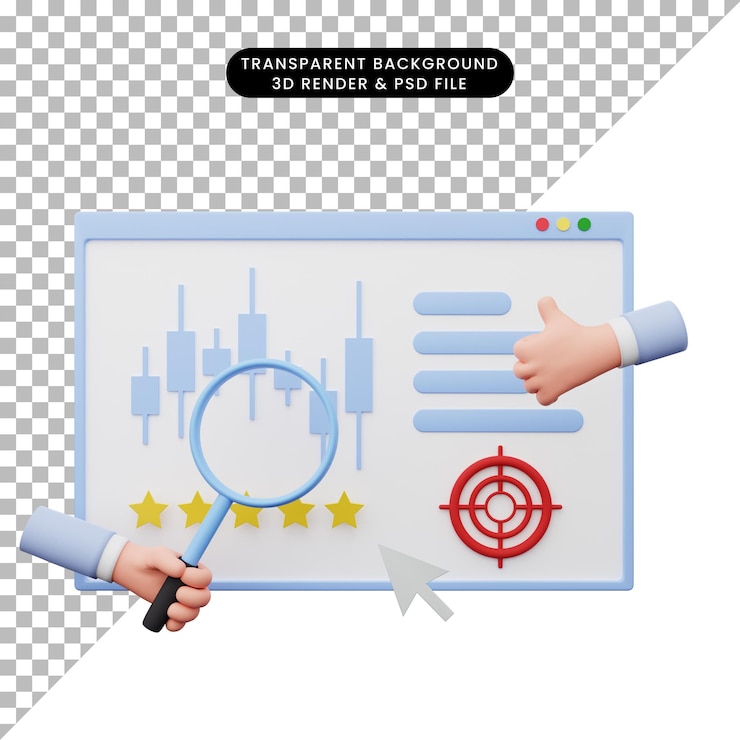 PSD 3d иллюстрации отчета об анализе данных
