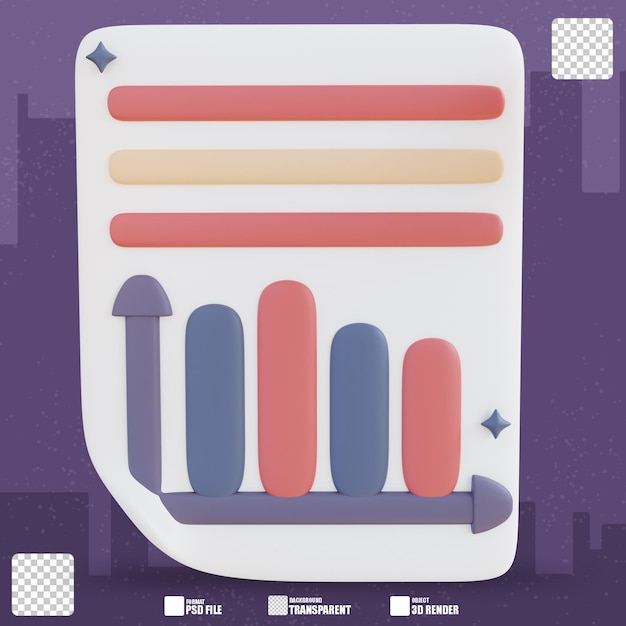 PSD 3d illustration data chart document 2