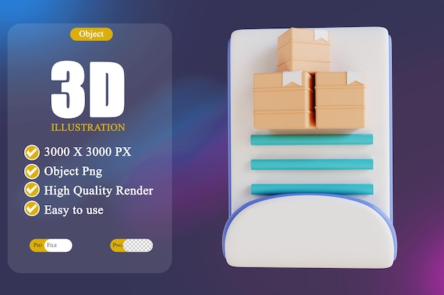 PSD 3d illustration data packing box 3