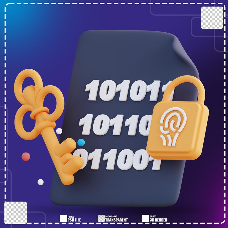PSD 3d illustration of data security code 3