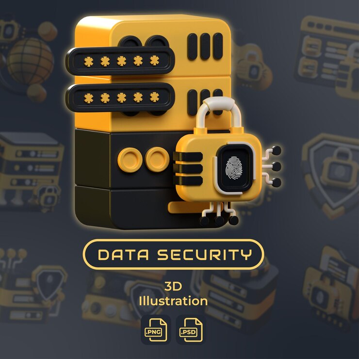 PSD 3d illustration data security