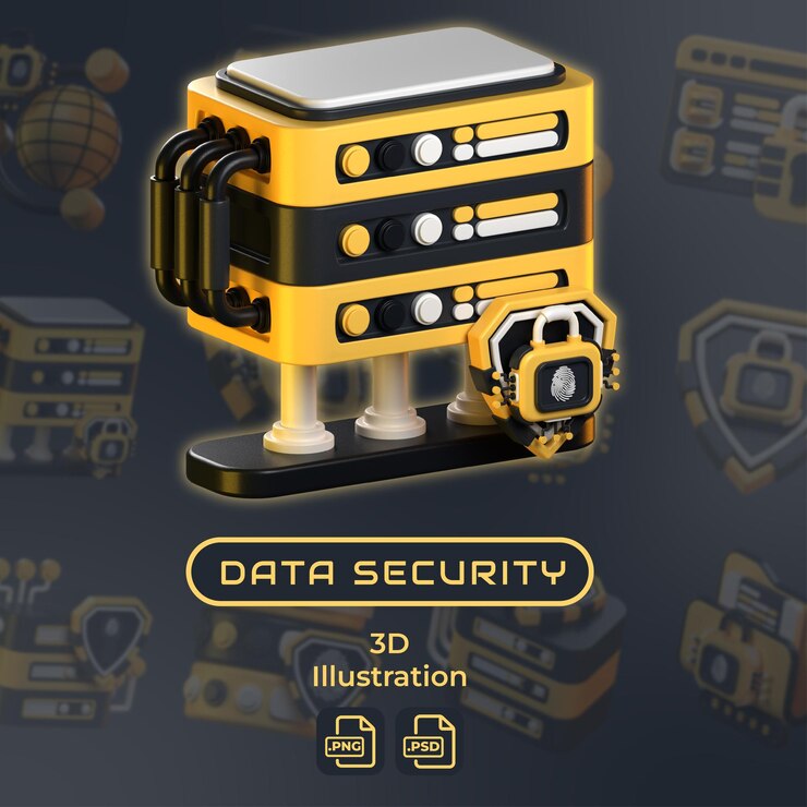 PSD 3d illustration data security