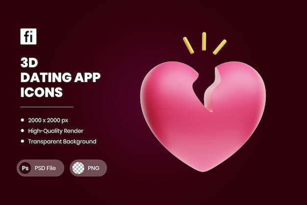 3d illustration dating app broken heart