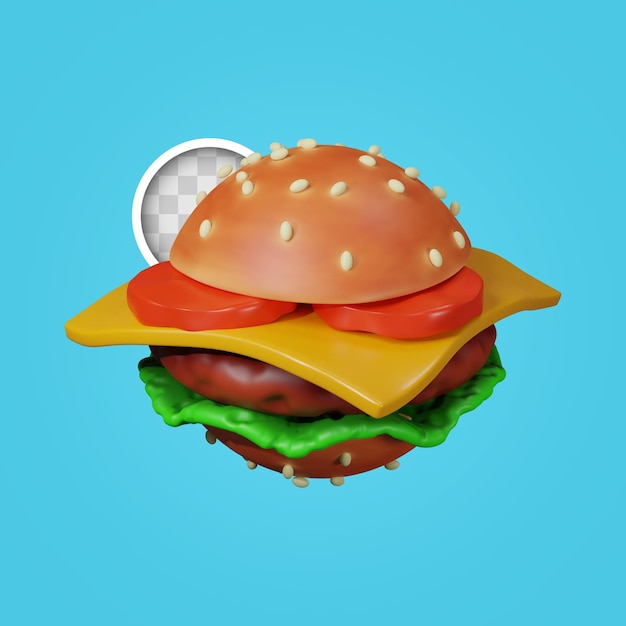 PSD 3d illustrazione di delizioso hamburger