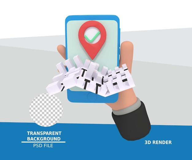 3d illustration of delivery location on smartphone