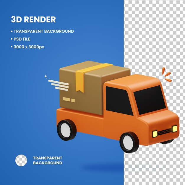 PSD 3d illustration delivery truck object