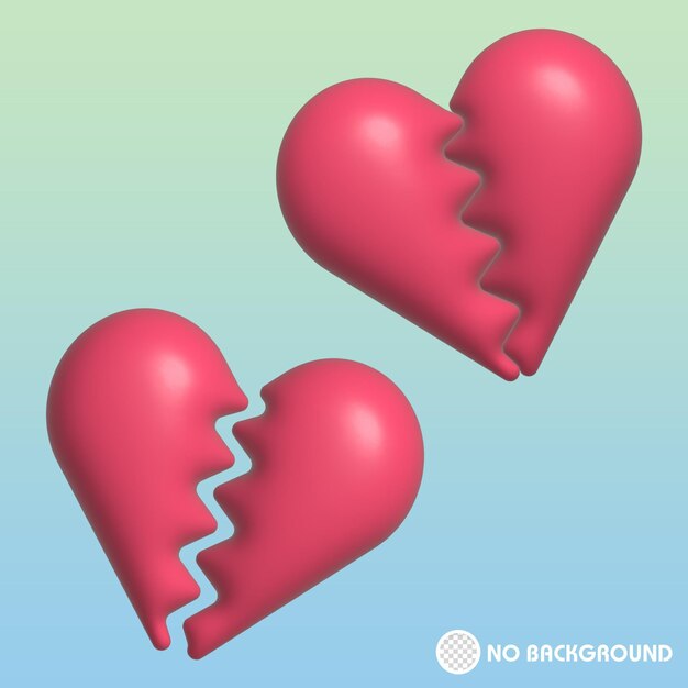 PSD 3d illustration design of break hearts