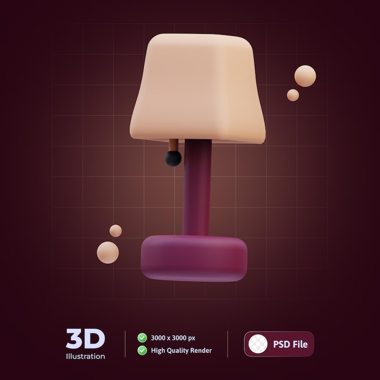 PSD 3d illustration desk lamp can be used for web app info graphic etc