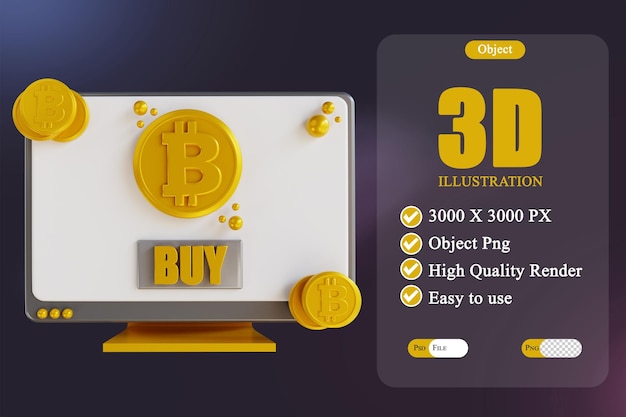 3Dイラストデスクトップビットコイン購入2