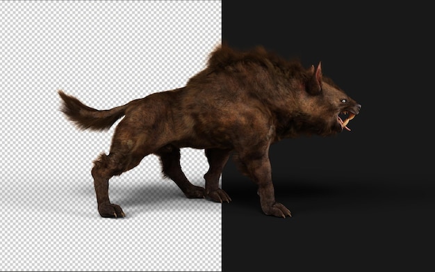 3d illustration of a devil wolf pose on black background with clipping path it is powerful