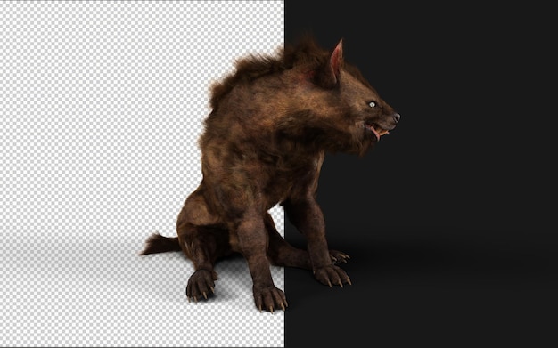 PSD 3d illustration of a devil wolf pose on black background with clipping path it is powerful