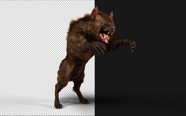 3d illustration of a devil wolf pose on black background with clipping path it is powerful