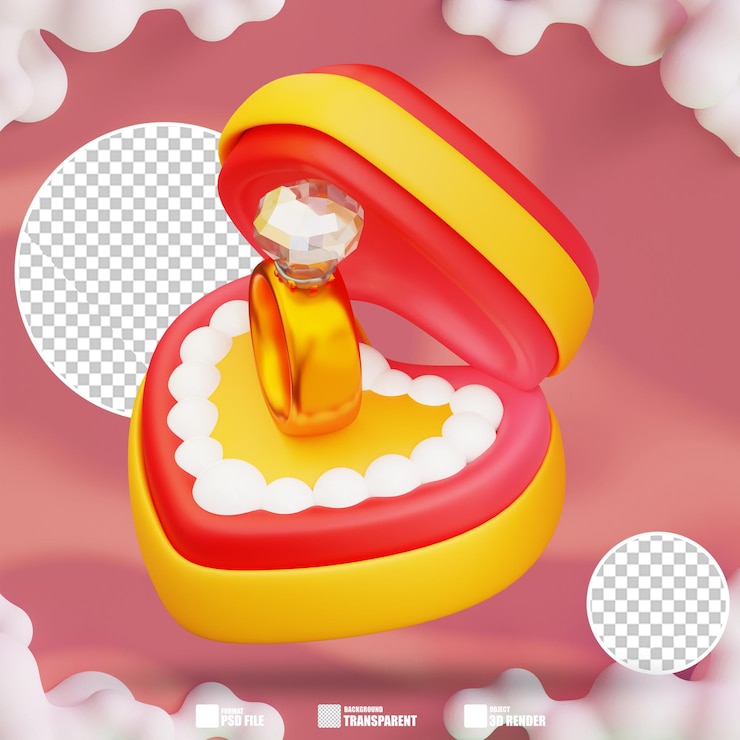 PSD 3d illustration of a diamond ring 2