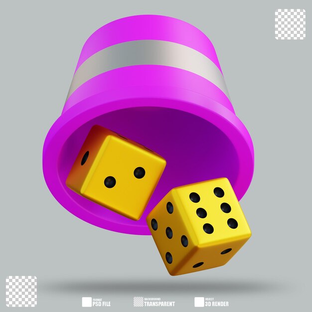 PSD 3d illustration dices cup 2