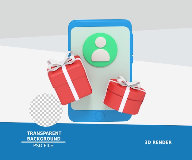 3d illustration of digital gift on smartphone