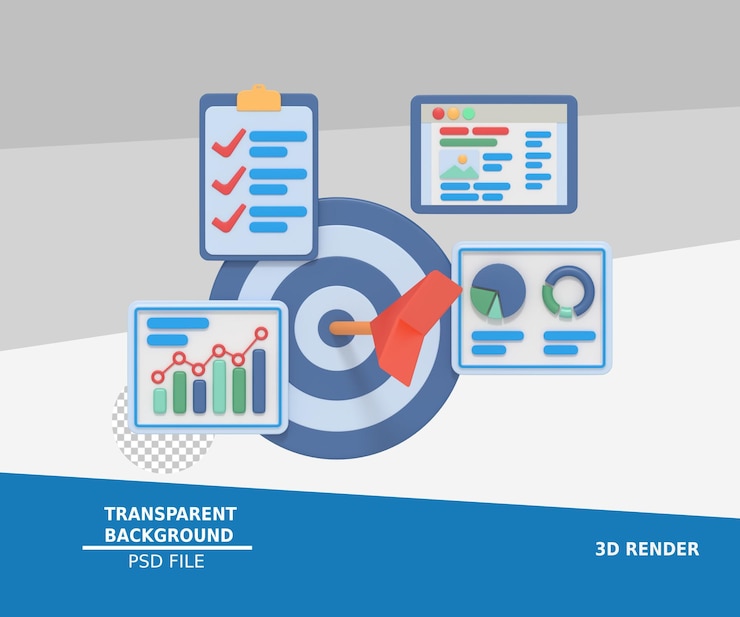 PSD 3d illustration of digital marketing