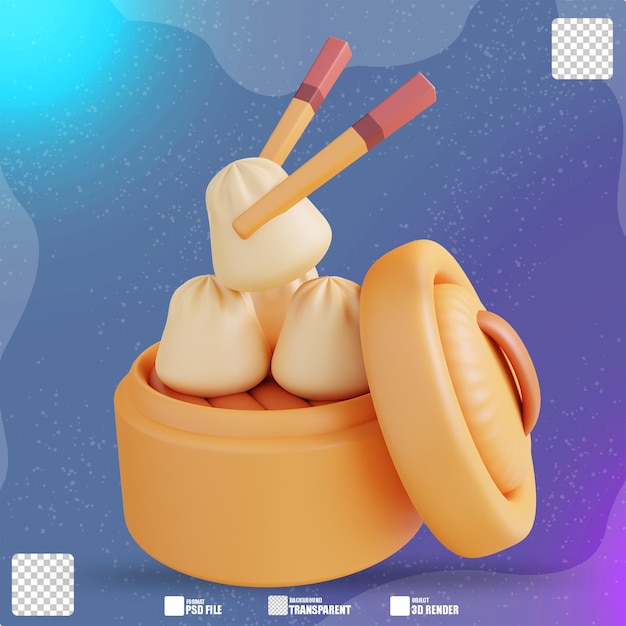 PSD illustrazione 3d dim sum 3