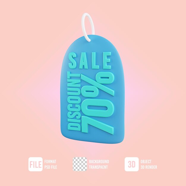 3d illustration discount label 70 icon