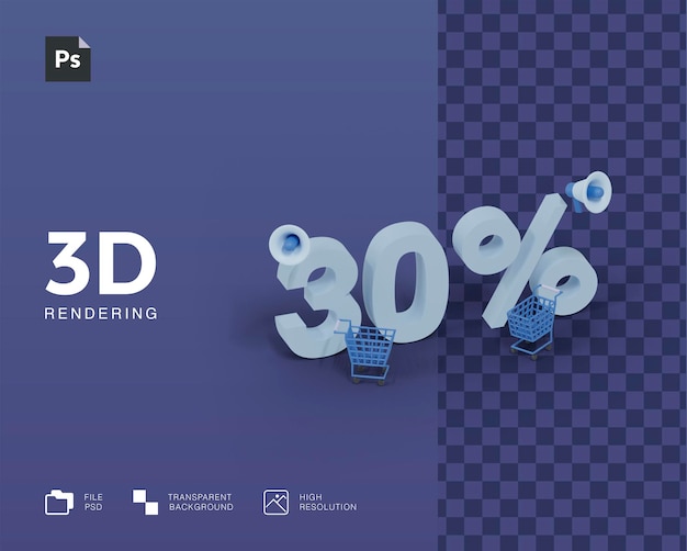 PSD Скидка на 3d иллюстрации