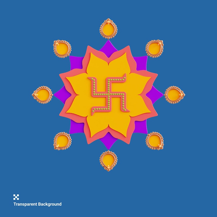 PSD 3d illustration of diwali ornament symbol design