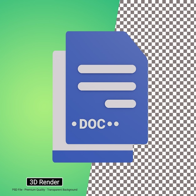 Значок файла формата DOC 3D-иллюстрации