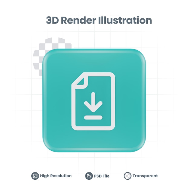 3D Illustration document download Icon For Web Mobile App Social Media Promotion