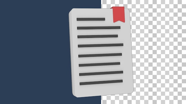 3d illustration of document file with marker icon