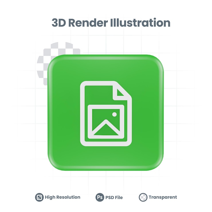 PSD 3d illustration document image picture icon for web mobile app social media promotion