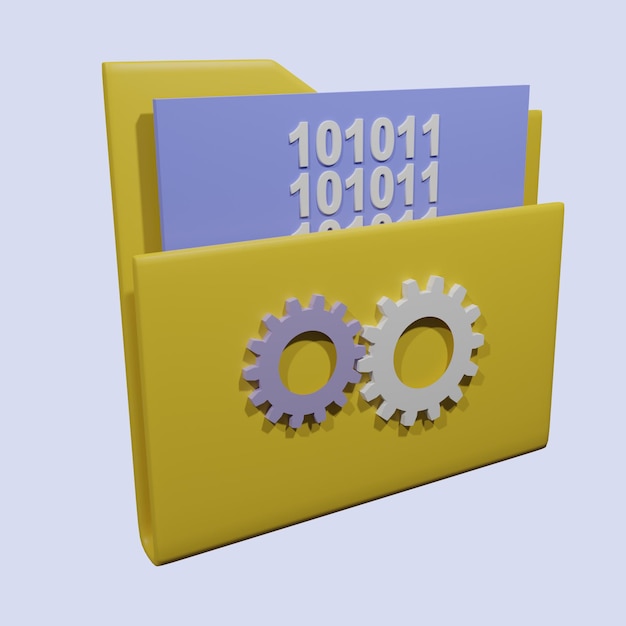 PSD 3d illustration of document with settings gear icon