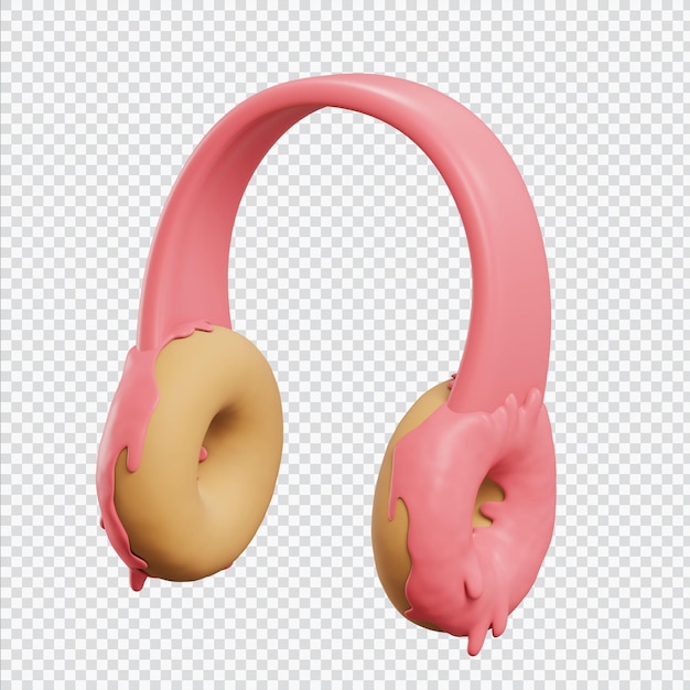 PSD 3d illustration donut headphone in 3d rendering isolated