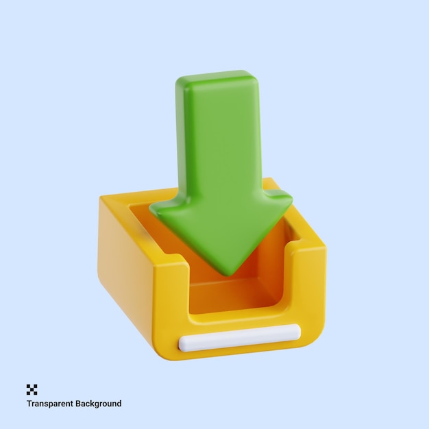 3d illustration of download arrow for file retrieval