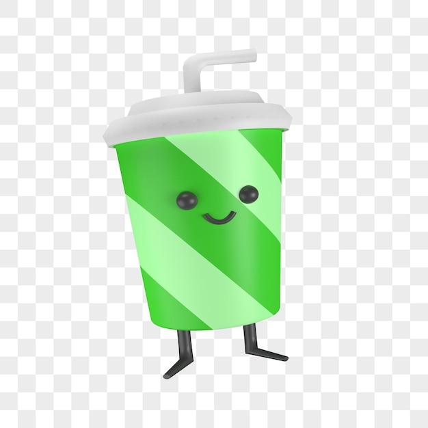 3D illustration Drink cup character