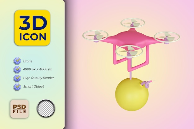 3d illustration Drone with time bomb